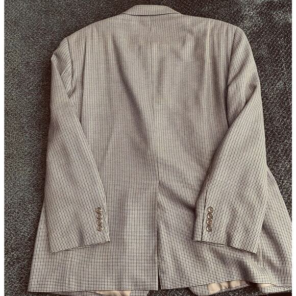 CHAPS Blazer Suit Jacket Mens 46 R Sport Coat Brown Black Houndstooth Silk Wool - Picture 12 of 16